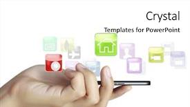  Presentation with touch screen - PPT theme with ringtone - businessman connection touch screen mobile background and a white colored foreground