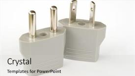  Presentation with power plug animated - Presentation theme consisting of ringtone - plug isolated on white background background and a light gray colored foreground