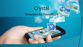  Presentation with touch screen - Slide deck featuring ringtone - touch screen mobile phone background and a teal colored foreground