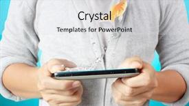  Presentation with touch screen - Amazing PPT theme having ringtone - touch screen mobile phone backdrop and a  colored foreground