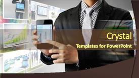  Presentation with touch screen - Presentation theme consisting of ringtone - touch screen mobile phone background and a tawny brown colored foreground