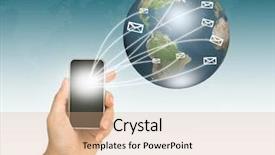  Presentation with touch screen - Presentation theme enhanced with ringtone - touch screen mobile phone background and a coral colored foreground