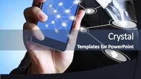  Presentation with touch screen - Colorful PPT theme enhanced with ringtone - touch screen mobile phone backdrop and a ocean colored foreground