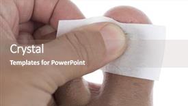  Presentation with fungus - Theme having ringworm infection - applying polish on toenail fungus background and a coral colored foreground