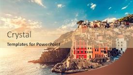  Presentation with popular - Presentation consisting of riomaggiore-in-cinque-terre-italy background and a lemonade colored foreground