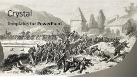  Presentation with battle - Audience pleasing theme consisting of riorgiment - battle of volturnus near naples backdrop and a light gray colored foreground