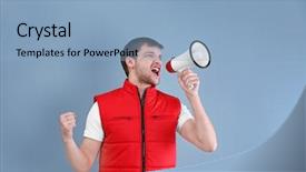  Presentation with whats next in red color on black board - Presentation theme having riot - handsome man in red vest background and a light blue colored foreground