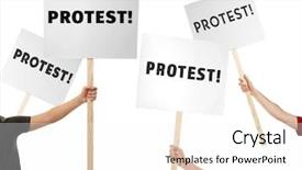  Presentation with riot - Theme enhanced with riot - people holding signboards with word background and a white colored foreground