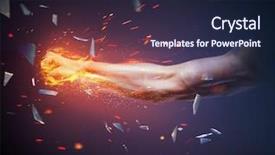  Presentation with target or goals - Presentation design consisting of riot - powerful fist hitting target background and a wine colored foreground