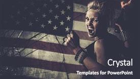  Presentation with riot - Presentation featuring riot - punk girl against usa flag background and a dark gray colored foreground
