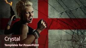  Presentation with riot - Theme having riot - punk girl with molotov cockatail background and a wine colored foreground