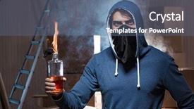  Presentation with riot - Slide deck featuring riot - rebel with molotov cocktail background and a ocean colored foreground