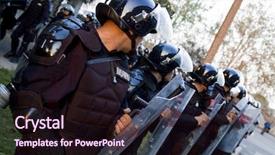 Presentation with riot - Colorful PPT layouts enhanced with riot - special police forces cordon backdrop and a wine colored foreground