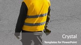  Presentation with paris france war - Audience pleasing presentation design consisting of riot - unrecognisable person with yellow jacket backdrop and a gray colored foreground