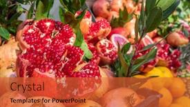  Presentation with pomegranates - Colorful presentation theme enhanced with ripe-and-juicy-half-peeled backdrop and a red colored foreground
