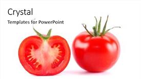  Presentation with tomato - Audience pleasing PPT theme consisting of juicy tomato whole and incision backdrop and a white colored foreground