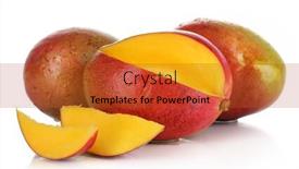  Presentation with mango - Cool new presentation theme with aminoacid - ripe appetizing mango isolated backdrop and a red colored foreground