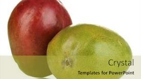  Presentation with mango - Audience pleasing presentation design consisting of ripe-appetizing-mango-isolated backdrop and a yellow colored foreground