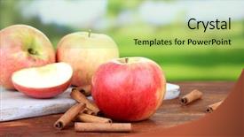  Presentation with cinnamon - Beautiful slide deck featuring ripe apples with cinnamon sticks backdrop and a mint green colored foreground