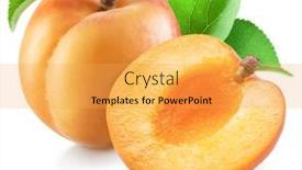  Presentation with green leaf - Slide set consisting of ripe-apricot-with-green-leaf background and a  colored foreground