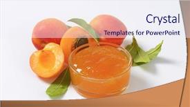  Presentation with apricot - Slide deck consisting of ripe apricots and bowl background and a sky blue colored foreground