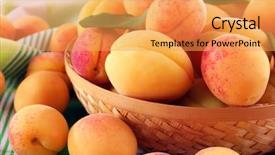  Presentation with apricot - Theme featuring ripe apricots in wicker bowl background and a yellow colored foreground