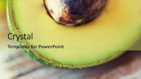  Presentation with diet - Audience pleasing theme consisting of ripe avocado cut with bone backdrop and a yellow colored foreground