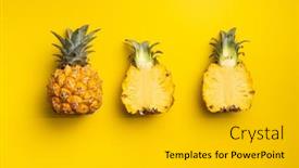  Presentation with pineapple - Slide set with ripe-baby-pineapple-halved-mini background and a light gray colored foreground