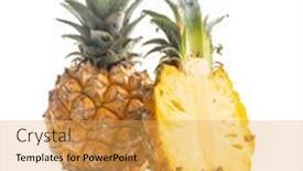 Presentation with pineapple - Beautiful PPT theme featuring ripe-baby-pineapple-halved-mini backdrop and a yellow colored foreground