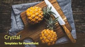  Presentation with pineapple - Audience pleasing PPT theme consisting of ripe-baby-pineapple-mini-pineapple backdrop and a tawny brown colored foreground