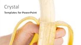  Presentation with banana - Audience pleasing PPT theme consisting of ripe banana in the hand on white background backdrop and a white colored foreground