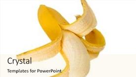  Presentation with banana - Presentation with ripe banana isolated on white background and a blonde colored foreground