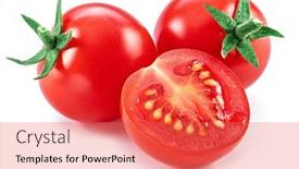  Presentation with ripe golden potato on white - PPT theme with ripe-cherry-tomatoes-isolated background and a red colored foreground