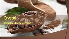  Presentation with cocoa pod - PPT theme having ripe cocoa pod with beans background and a tawny brown colored foreground