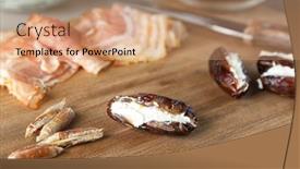  Presentation with cheese - Audience pleasing PPT theme consisting of ripe-date-stuffed-with-goat backdrop and a coral colored foreground