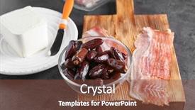  Presentation with grey strips - Presentation design consisting of ripe dates bacon strips background and a  colored foreground