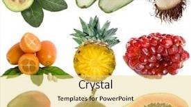 Presentation with fruits - PPT theme featuring ripe exotic fresh fruits background and a yellow colored foreground