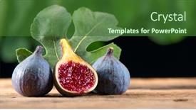  Presentation with vegan - PPT theme enhanced with ripe-fig-fruits-with-leaf background and a forest green colored foreground