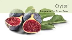  Presentation with food label - PPT layouts enhanced with ripe-fig-fruits-with-leaf background and a soft green colored foreground
