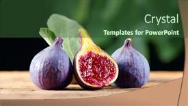  Presentation with food label - PPT layouts having ripe-fig-fruits-with-leaf background and a tawny brown colored foreground