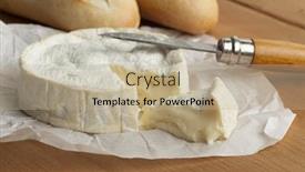  Presentation with camembert - Presentation design with ripe-french-camembert-cheese background and a mint green colored foreground