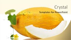  Presentation with melon - Presentation theme consisting of ripe-fresh-and-delicious-melon background and a blonde colored foreground