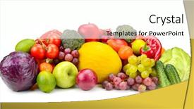  Presentation with fresh fruits vegetables heart - Audience pleasing PPT theme consisting of ripe fresh fruits and vegetables backdrop and a white colored foreground