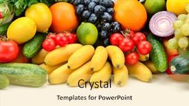  Presentation with fruits - Slide deck consisting of ripe fruits and vegetables isolated background and a yellow colored foreground