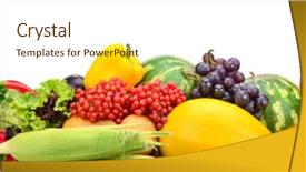  Presentation with frame of fruits and vegetables - Beautiful slides featuring ripe fruits and vegetables backdrop and a cream colored foreground