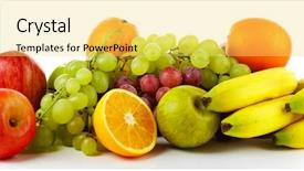  Presentation with fruits - PPT layouts featuring ripe fruits isolated on white background and a yellow colored foreground