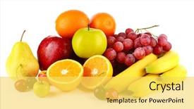 Presentation with fruit - PPT theme having ripe fruits isolated on white background and a yellow colored foreground