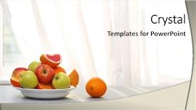  Presentation with table meal plan for osteotphorosis - Audience pleasing presentation theme consisting of ripe fruits on a table backdrop and a cream colored foreground