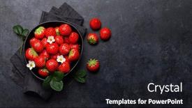 Presentation with dark space - Colorful slide deck enhanced with ripe-garden-strawberry-in-bowl backdrop and a dark gray colored foreground