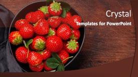  Presentation with strawberry - Slide deck consisting of ripe-garden-strawberry-in-bowl background and a tawny brown colored foreground